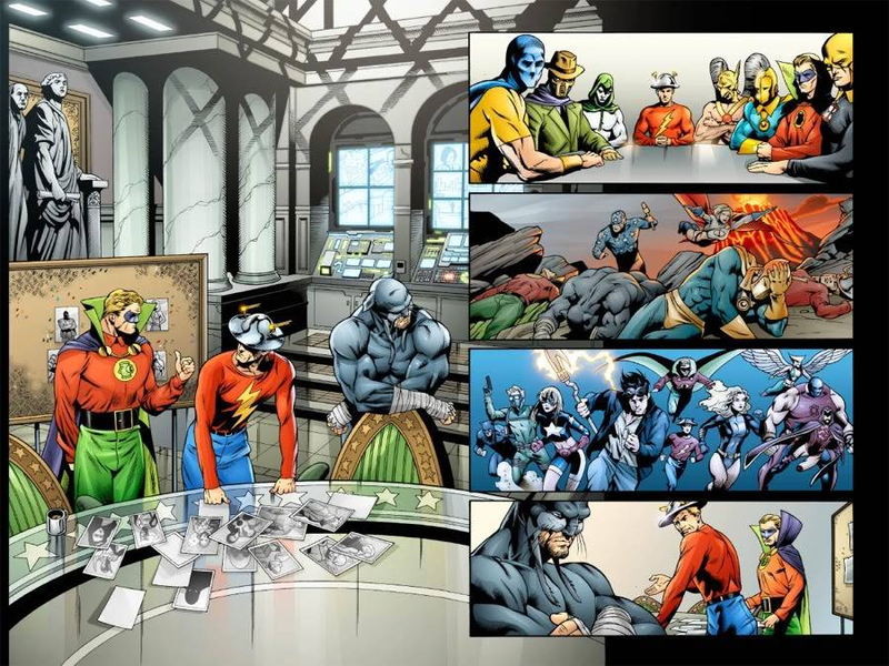 History gets remembered on an unlettered preview page from Johns’ run on JSA.